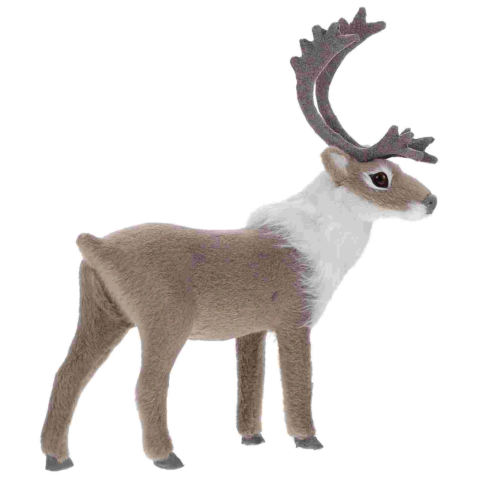 Animal Simulation Elk Decoration Halloween Outdoor Garland Christmas Toys Plastic Faux Fur Realistic Deer Figurines Static