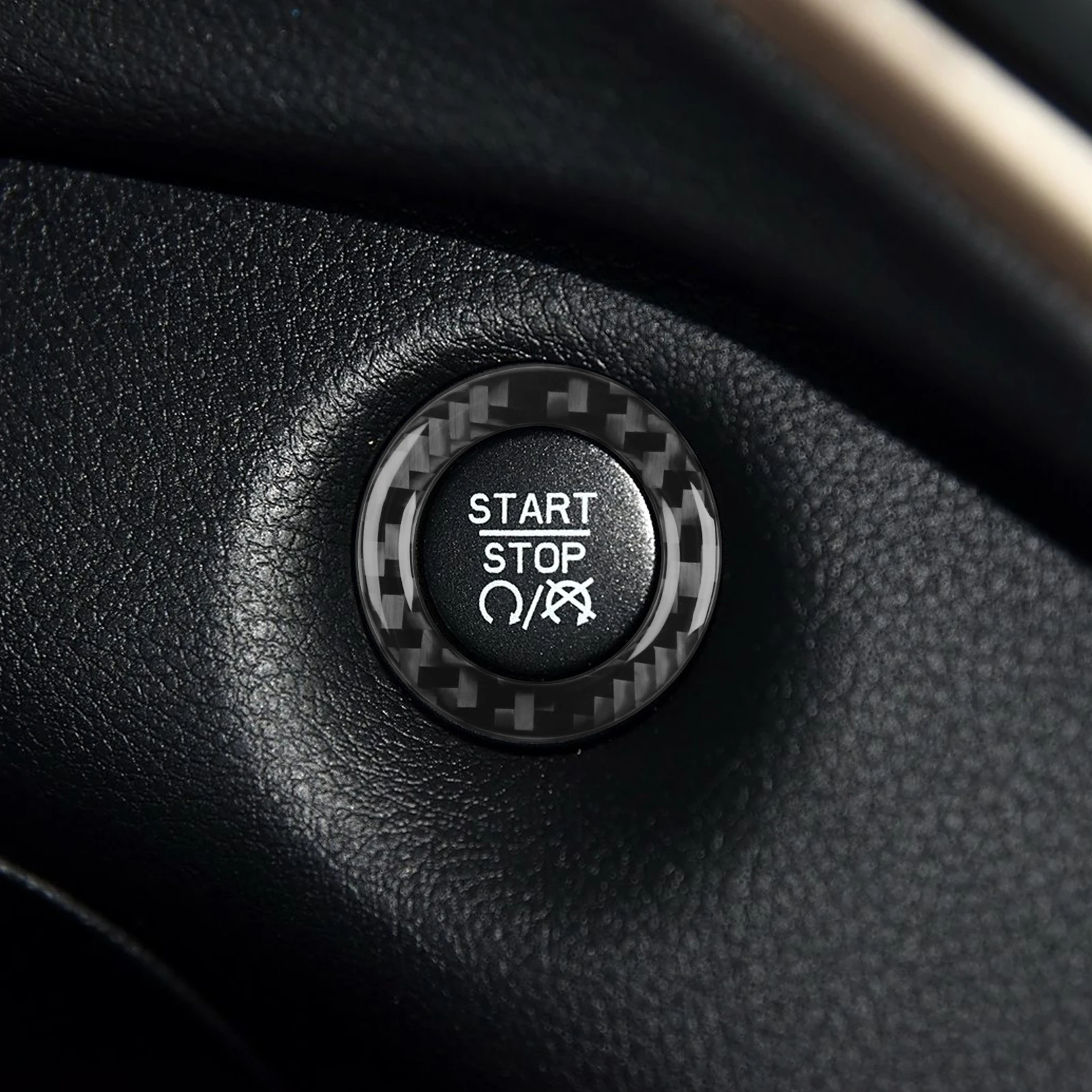 Soft Carbon Fiber One-touch Start/stop Ignition Switch Button Panel Trim Cover For Jeep Cherokee 2014-2018 Interior Accessories