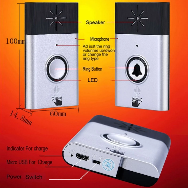 Smart Call Doorbell with Loud Voice, Clear Intercom 1 with 1 Wireless Voice Intercom Doorbell