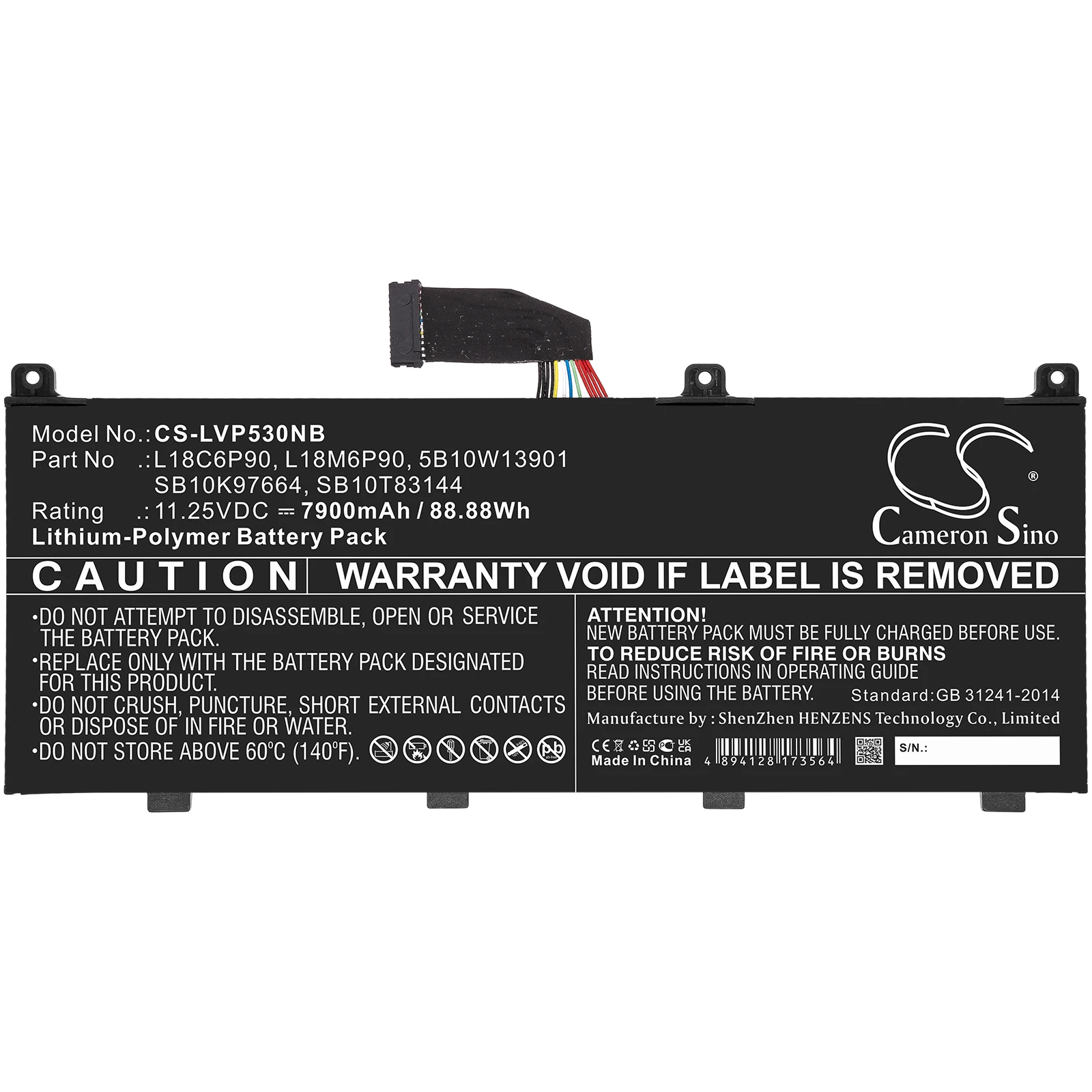 Replacement 11.25V 7900mAh Laptop Battery L18C6P90 L18M6P90 5B10W13901 for Lenovo Thinkpad P53