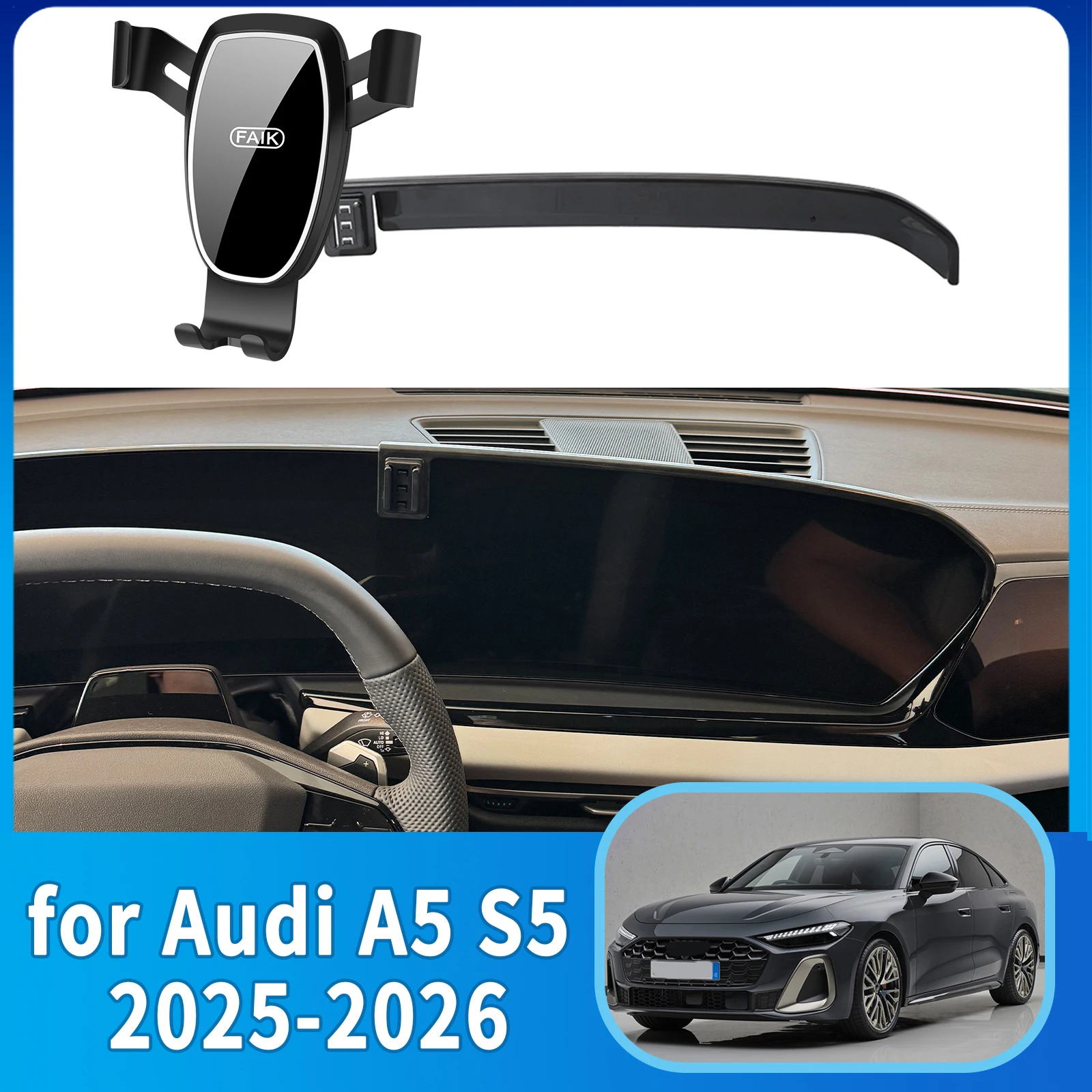 

Accessories Car Mobile Phone Holder for Audi A5 S5 Sedan 2025 2026 Sportback Electric GPS Bracket Navigation Stand Auto