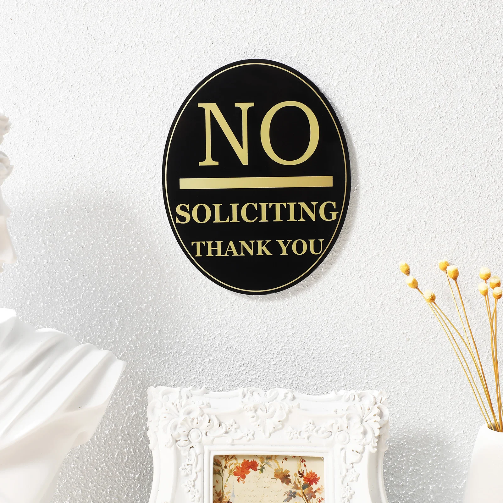 

Acrylic Prompt Sign Doorbell No Soliciting Absolutely Outdoor Funny Signs Front Not Disturb for Office Doors