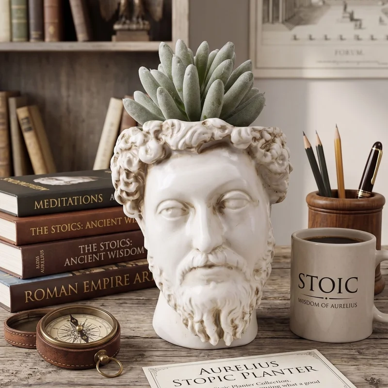 Cross-border best-selling Greek portrait resin flowerpot four-piece set Artificial succulent plant decoration Vintage Desktop De