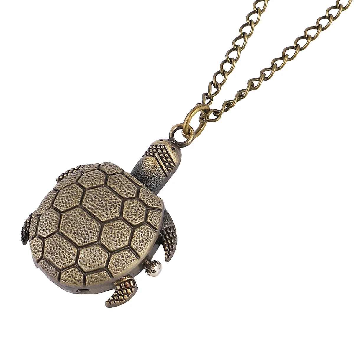 Bronze Turtle Vintage Pocket Watch Necklace Mens Chain Necklaces Tortoise Shape Hanging