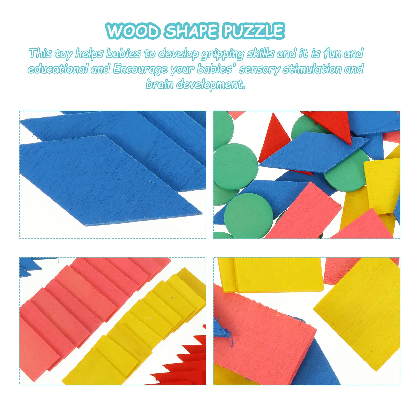 

2 Sets 100 Pieces Wood Shape Toys Baby Development Educational Aids Math Learning Tool Safe Lightweight
