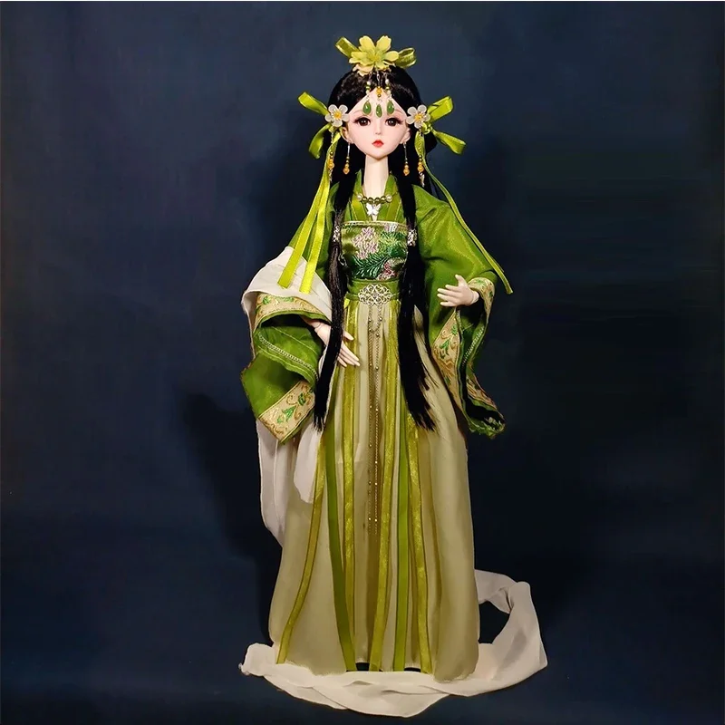 1/3 BJD Ancient Chinese Doll Hanfu Clothes Ball Jointed Doll Headdress Accessories Bride Princess Doll Toys for Girls