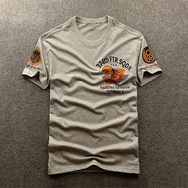 T Shirt Man Cartoon Devil Airplane Pilot Flying Print Funny vintage Logo Summer Style Casual Short sleeve Mens Clothing