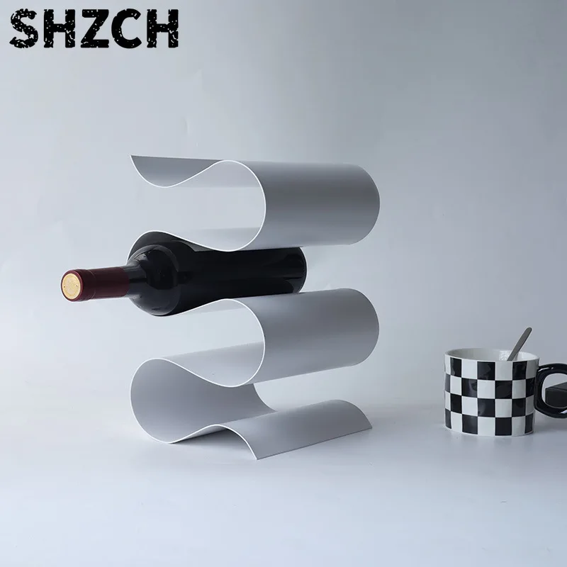 Modern Luxury S-Shaped Wave Metal Wine Rack - Decorative Display & Storage for Restaurant Bar Villa Hotel - Durable Elegant Desi