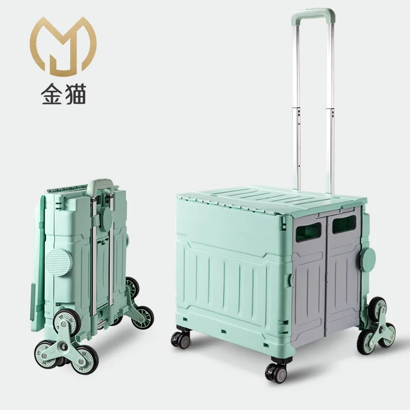stainless-steel-hand-pulled-shopping-cart-portable-outdoor-picnic-camping-vegetable-buying-car-with-adjustable-handle-and-uni