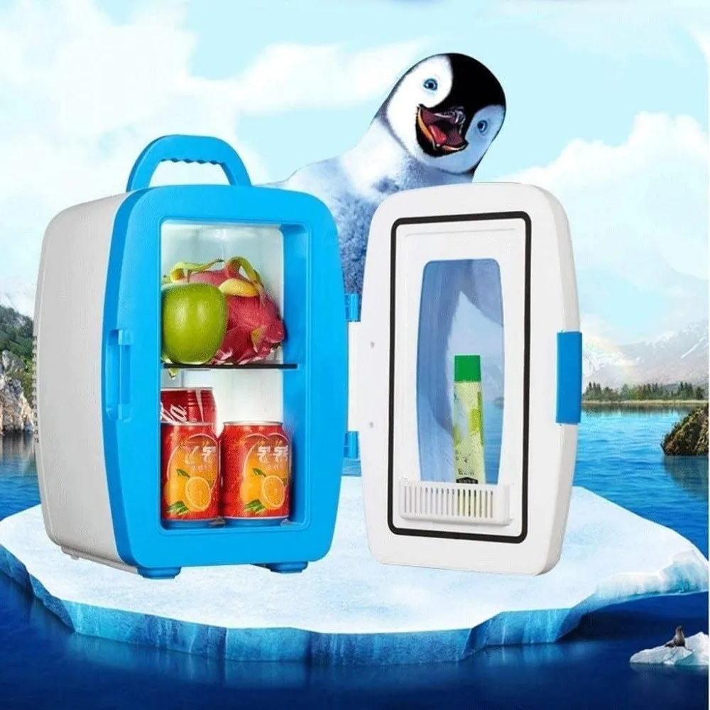 ثلاجة صغيرة، ثلاجة شخصية محمولة سعة 10 لتر للعناية بالبشرة والمشروبات والطعام، رائعة لغرفة النوم والمكتب (اللون: أحمر) #3