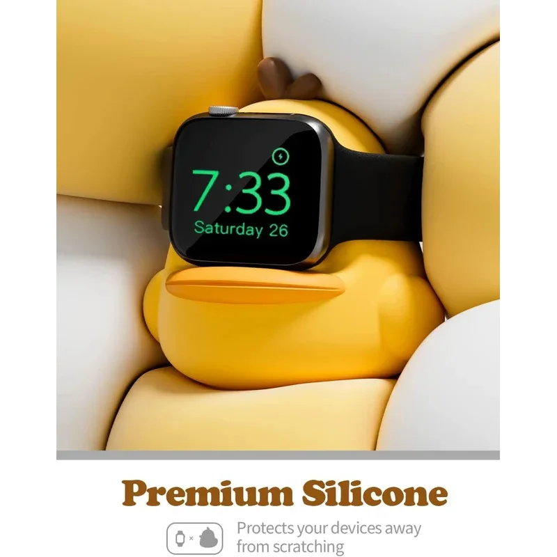 

Подставка для зарядного устройства для Apple Watch Series49/45/44/42/41/40/38 мм iWatch Ultra2/Ultra/9/8/SE2/7/6/SE/5/4/3/2/1, силиконовая зарядка с милой уткой