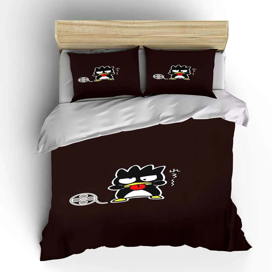 Imagem -02 - Sanrio Badtz-maru Black Bedding Conjunto para Crianças King Size Bed Grupo Eua Twin Adulto Bed Cover Bedroom Quilt Duvet Gift Pcs