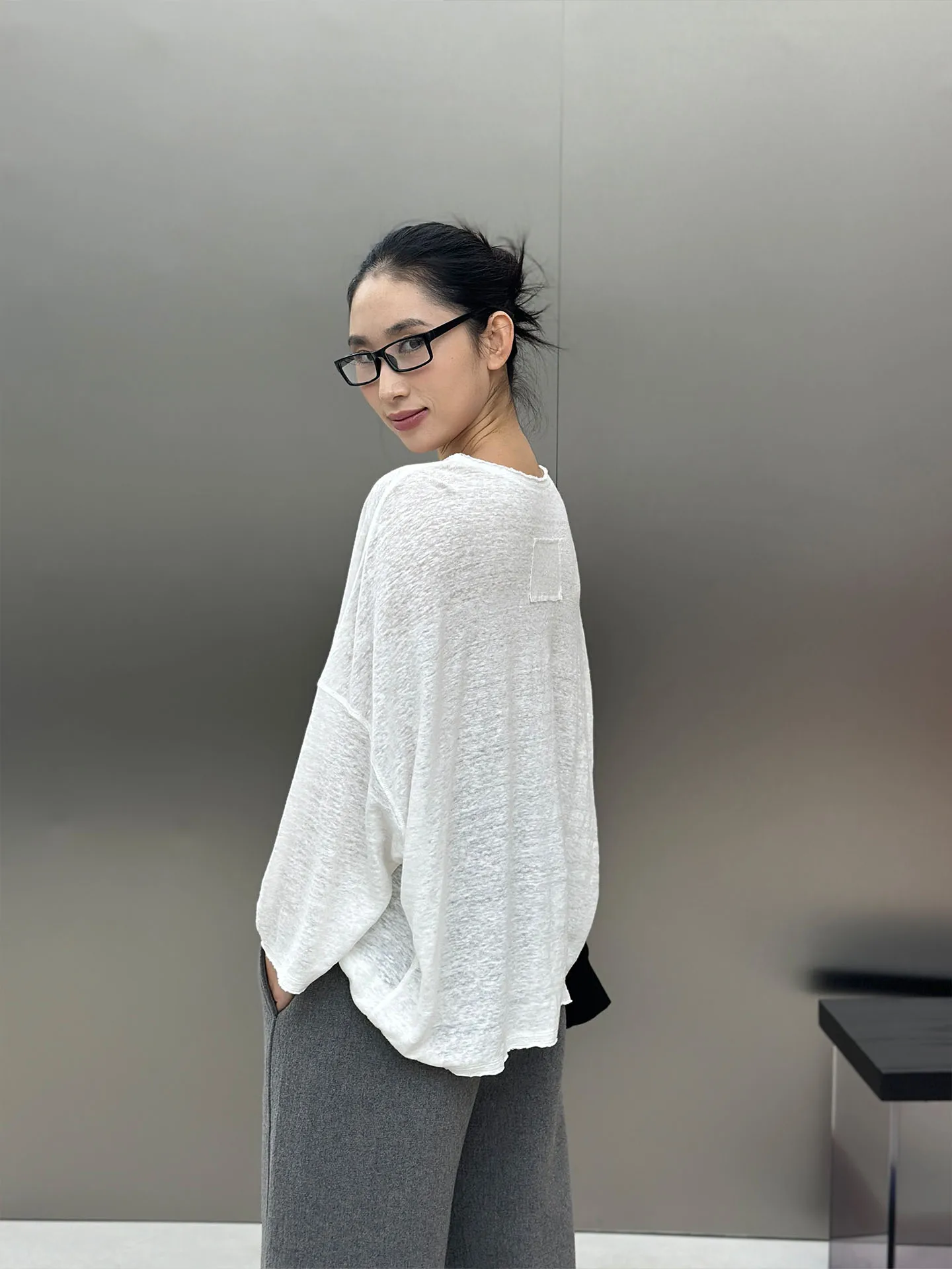 

Прозрачная повседневная свободная футболка Haax Bodhl 2025, осенняя, с круглым вырезом, женская, уличный стиль, приталенная, с длинным рукавом