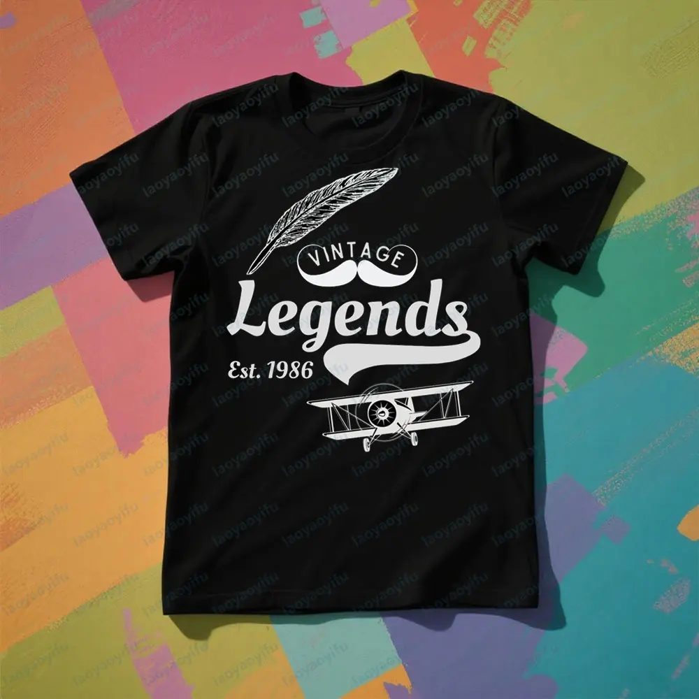 VINTAGE Legends Est 1986 التي شيرت المتقاعدين الطيار هدية الملابس هدية لعشاق الطيران الأب المحملة موضة ريترو تصميم الرجال T