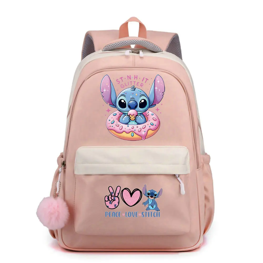 Disney-mochila de Lilo Stitch para niños y niñas, morral escolar Harajuku de dibujos animados de gato, gran capacidad, con cremallera, para ordenador portátil