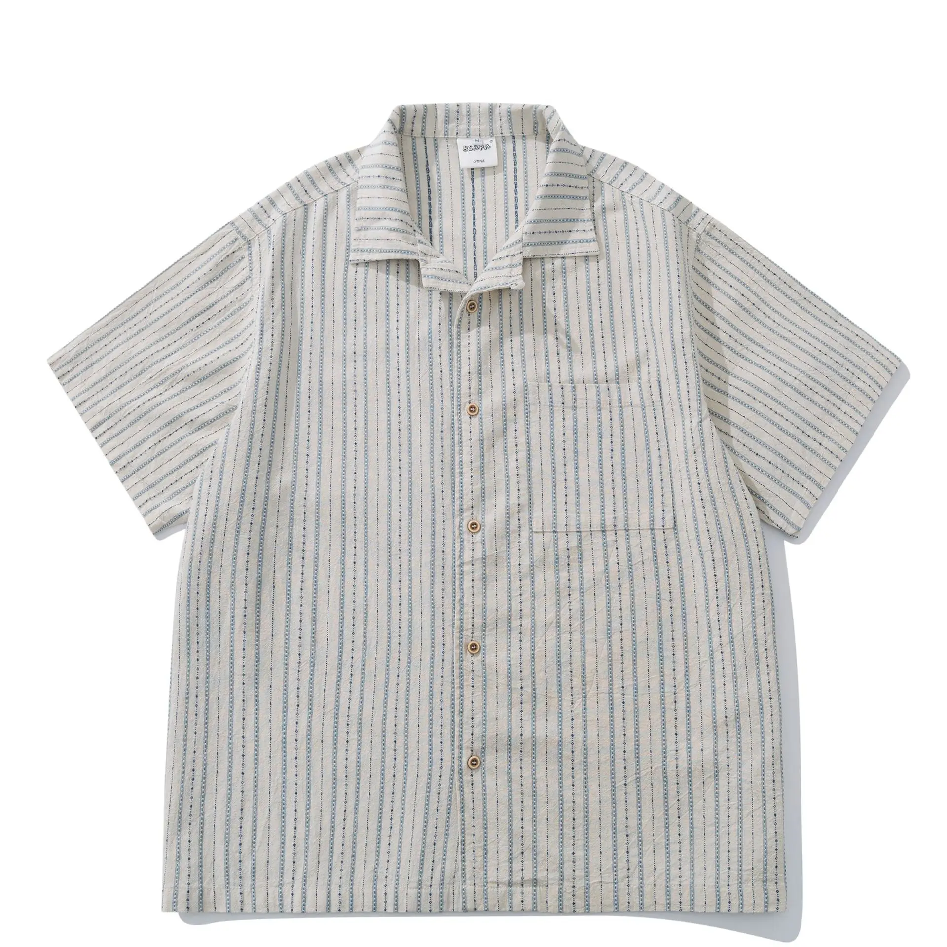 2026 Summer New Japanese Retro Amekaji Cuban Collar Short Sleeved Shirt Men's and Women's Loose Workwear Shirt