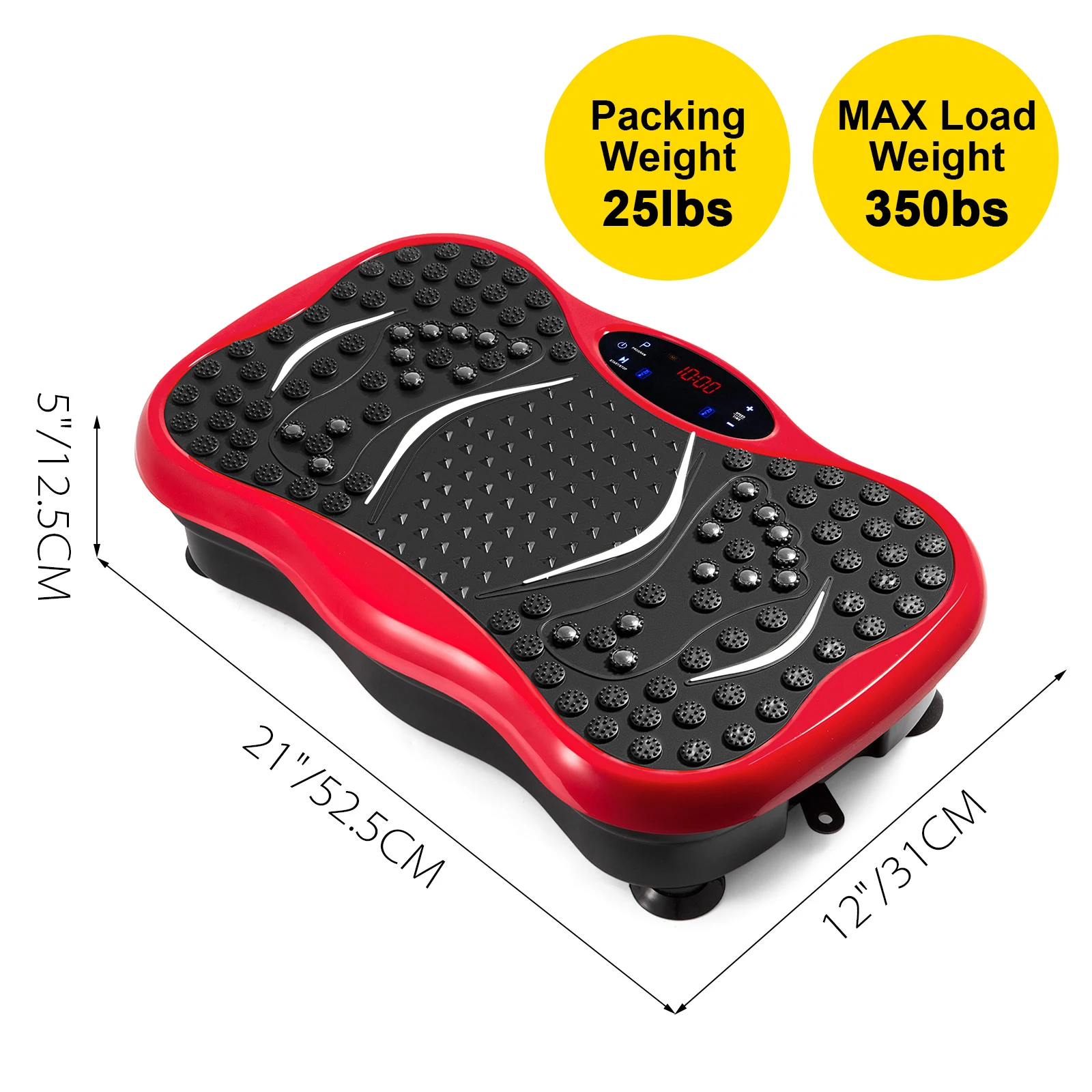 OldFe Piattaforma Vibrante per Allenamento Domestico in Materiale ABS 200W Rosso con Telecomando e Paio di Bande di Resistenza, Pedana in ABS Piattaforma Vibrante Uso Casalingo per Allenamento Fisico