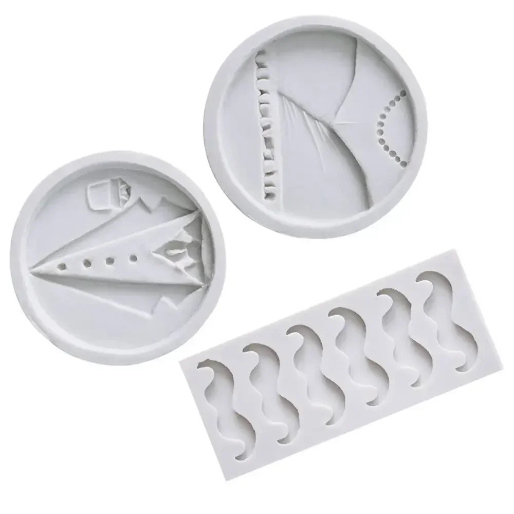 1PC DIY Men Ladies Party Dress Mustache Silicone Cake Mold Chocolate Fondant Cookie Mould Kitchen Cake Baking Decorating Tools