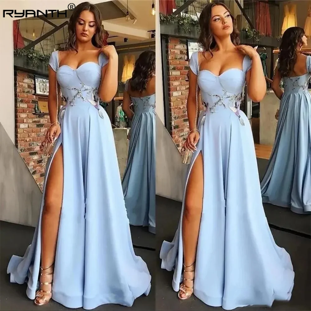 Ryanth High Slit A-line Prom Dresses Women 2024  Formal Occasion Dress Sky Blue Long Evening Gowns Dress vestidos para mujer