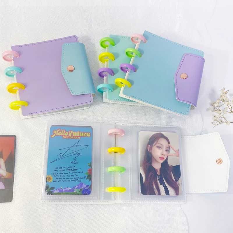 Mushroom Hole Binder Disc Bound 3 Inch Photocard Album with Transparent Pockets Planner Inserts Ring Binder Photo Album