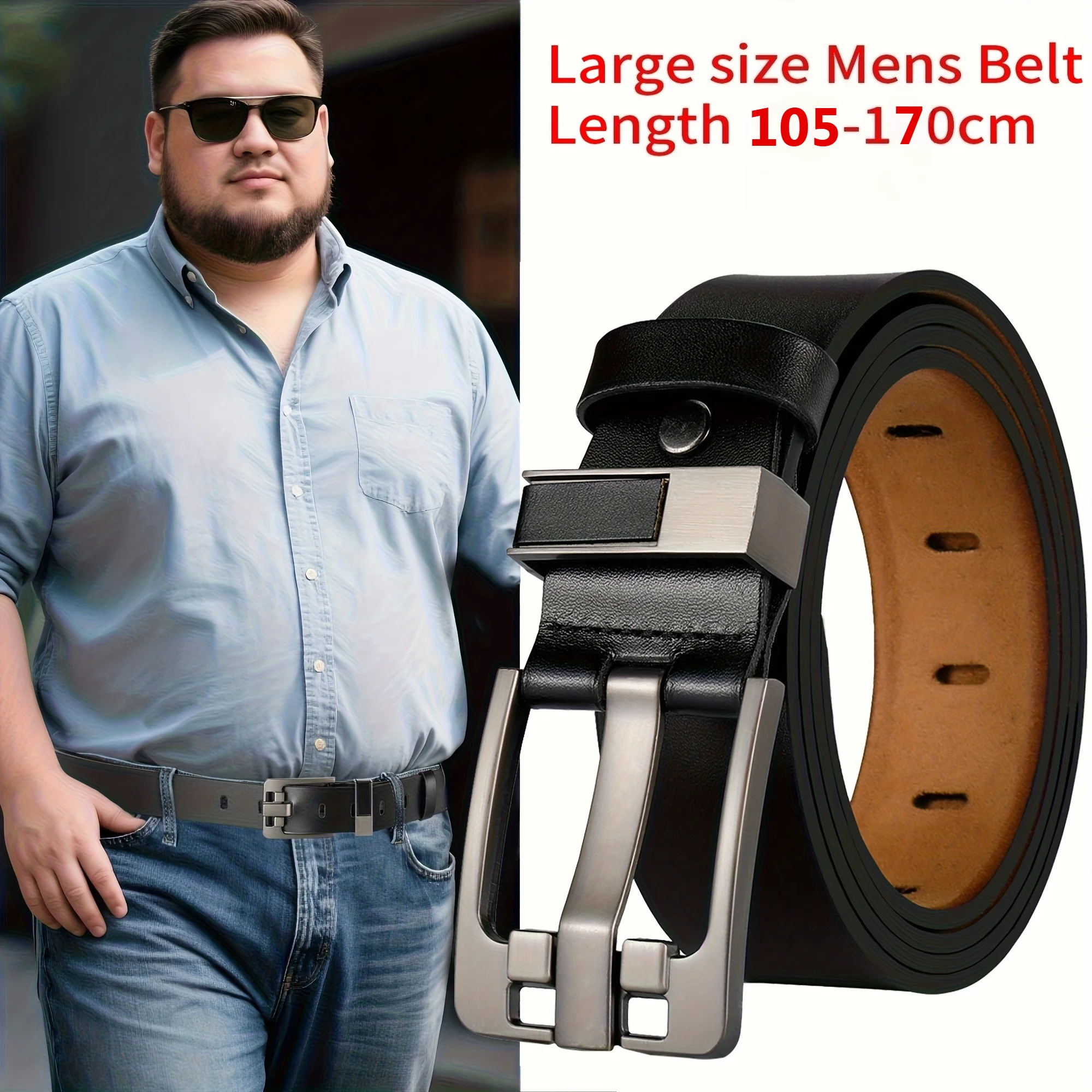 Extra Long Large Size Men's Belt 105 - 140 150 160 170cm Durable Genuine Leather Waistband for Jeans Casual Pants Trousers Belts
