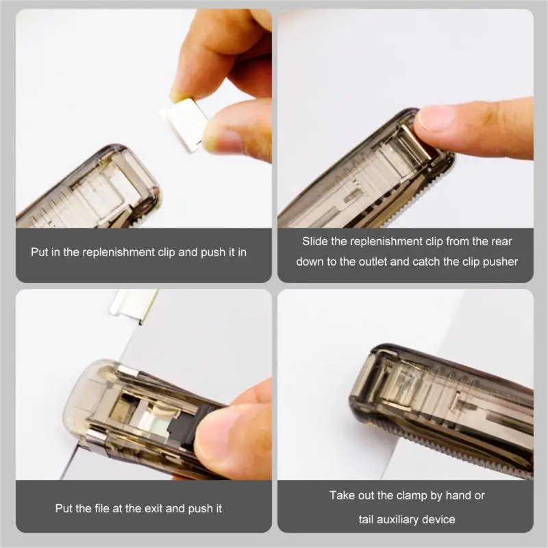 ปัตตาเลี่ยนกระดาษ Staplers Push Clamp File เอกสารเครื่องมือเข้าเล่มเครื่องเย็บคลิปหนีบกระดาษพร้อมเติมอุปกรณ์สํานักงาน