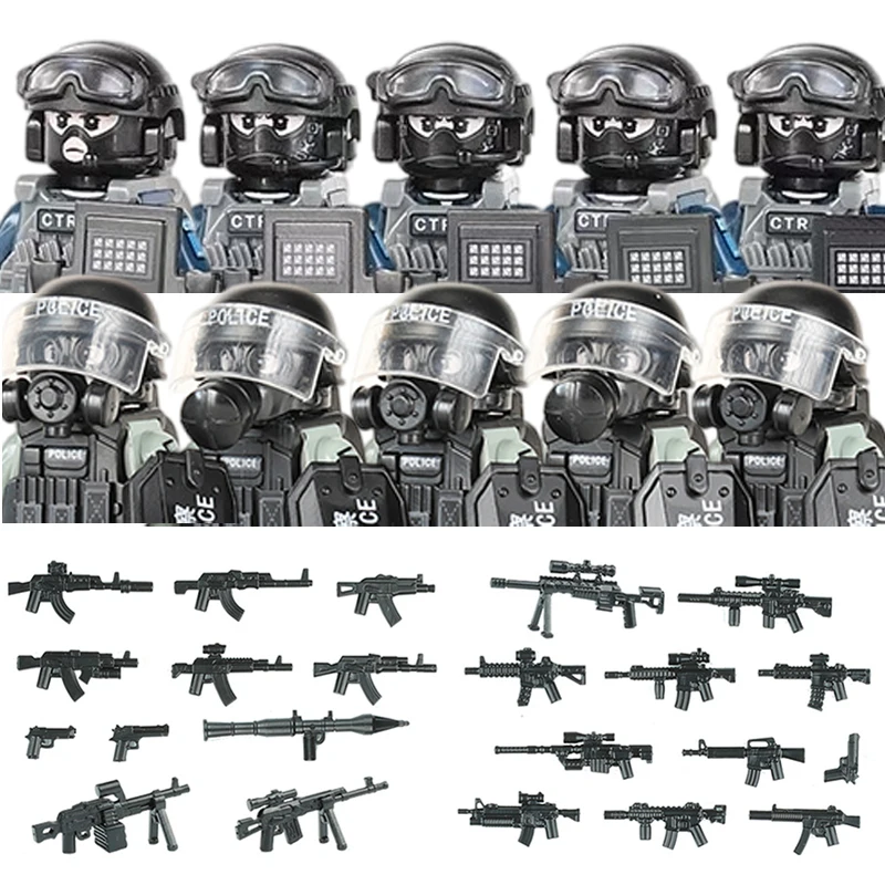 市警察中国 PTU 特殊部隊ビルディングブロック突撃兵士 CTRU フィギュアガス防衛マスク軍事兵器レンガのおもちゃ