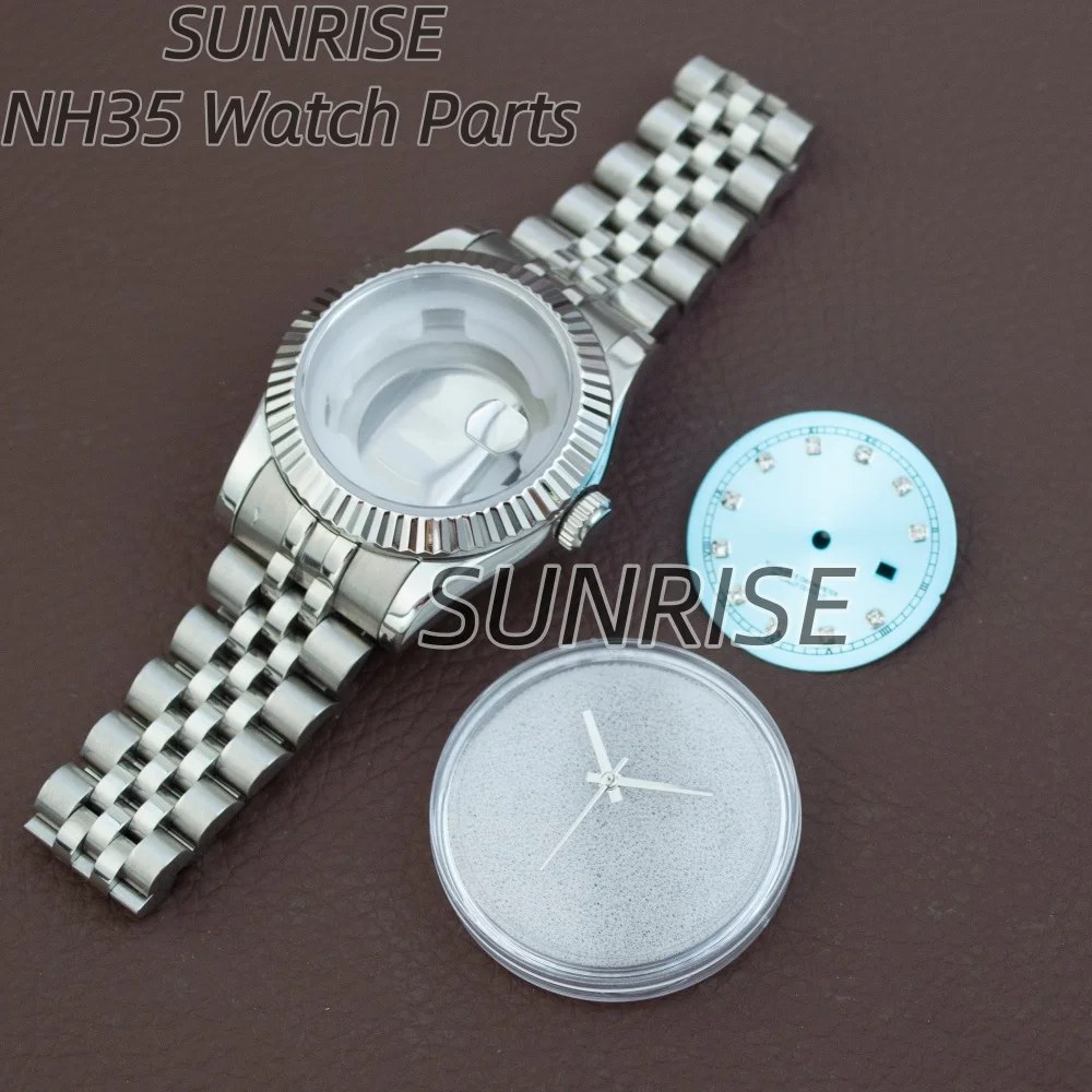 

33 мм высококачественный женский ремешок для часов из нержавеющей стали, серебристый, розовое золото, сапфировое стекло, водонепроницаемый для механизма Datejust NH05