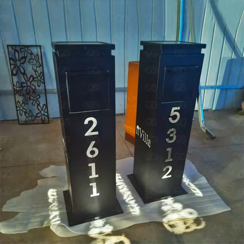 Customized Security Package Outdoor Waterproof Mailbox Residential Modern Steel Metal Mailbox with Light