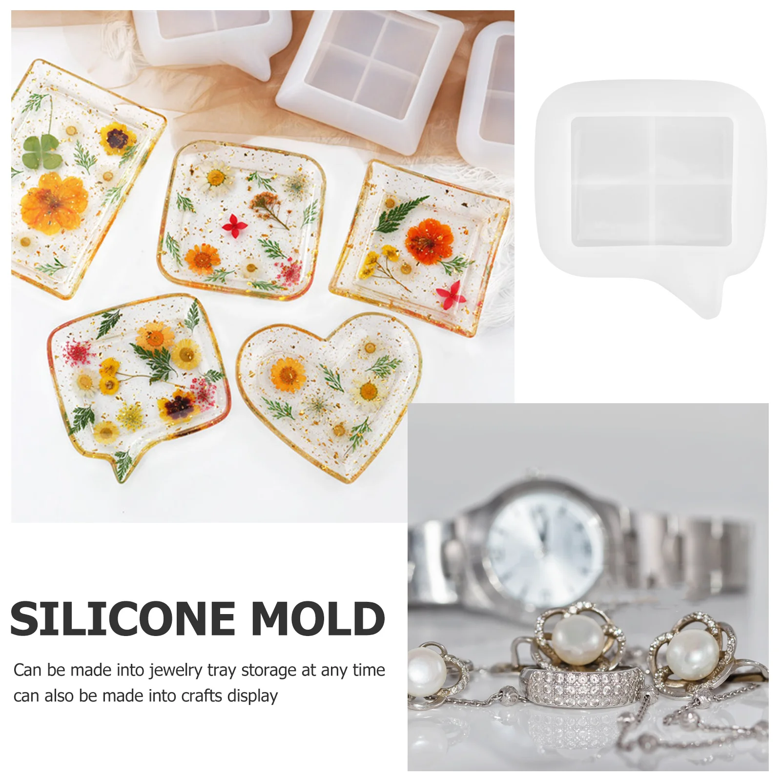 

Jewelry Tray Silicone Molds for Epoxy Resin DIY Crafts Making Flexible Safe Practical Demold Resin Items Silicone Tray Mold