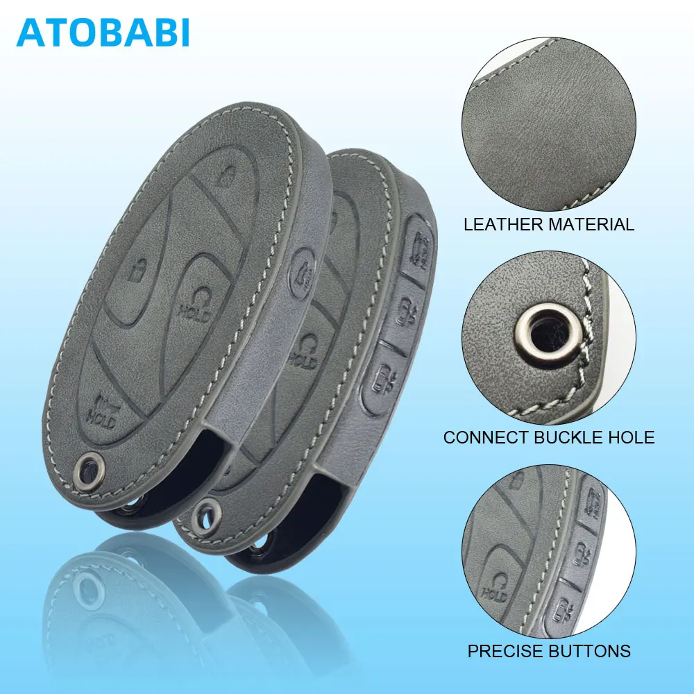 Custodia protettiva per chiave auto in pelle grigia per Hyundai 2023 2024 2025 Ioniq 5 6 Santa Fe Sonata Grandeur Staria Kona Tucson Custodia per telecomando