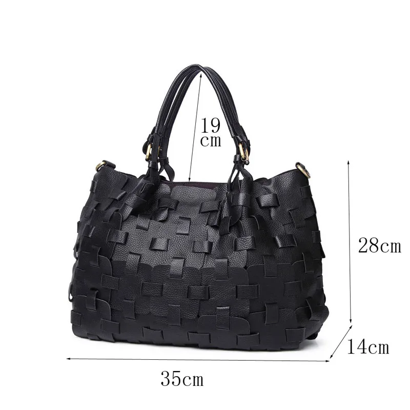 Women Woven Leather Shoulder Bag Vintage Weave Leather Bag Luxury Ladies Knitted Shopper Tote Handbags