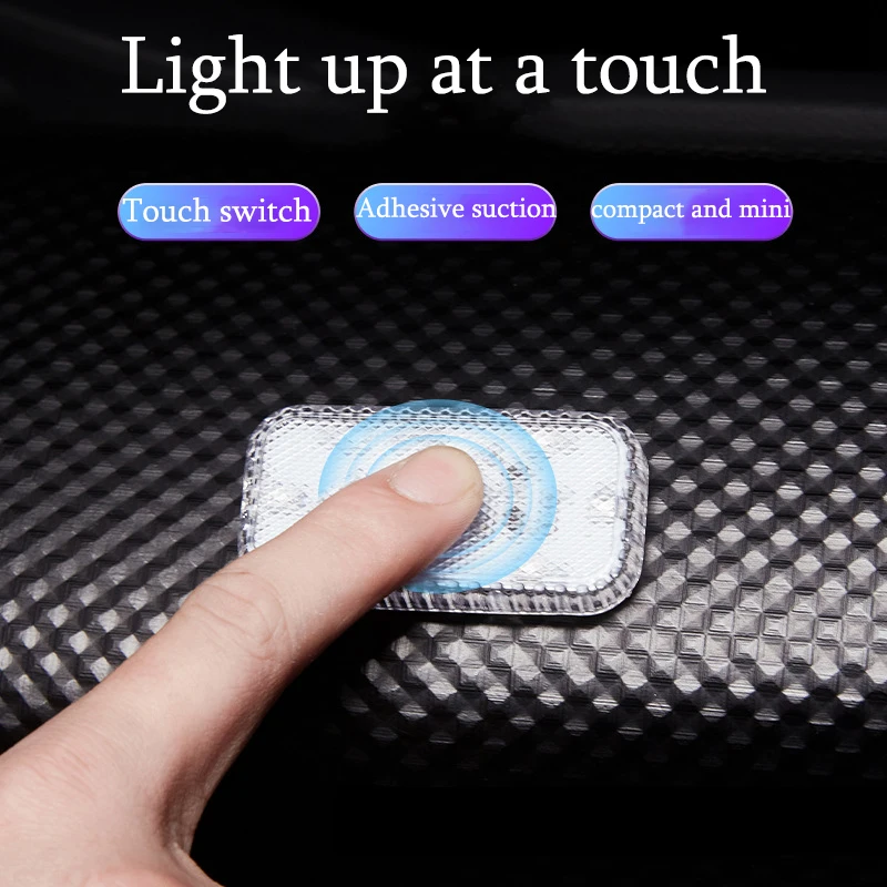 LED Touch Light Mini Wireless Car Interior Lighting Auto Roof Ceiling Reading Lamp for Door Foot Trunk Storage Box USB Charging