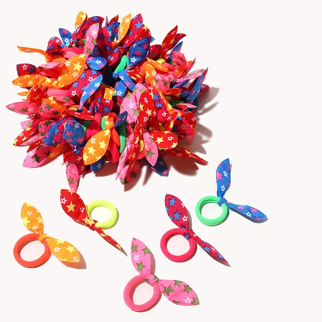 10/20 sztuk/zestaw dziewczyny śliczne uszy królika opaski do włosów kolorowe nylonowe opaski na głowę dzieci kucyk Holder Scrunchie dziecięce akcesoria do włosów