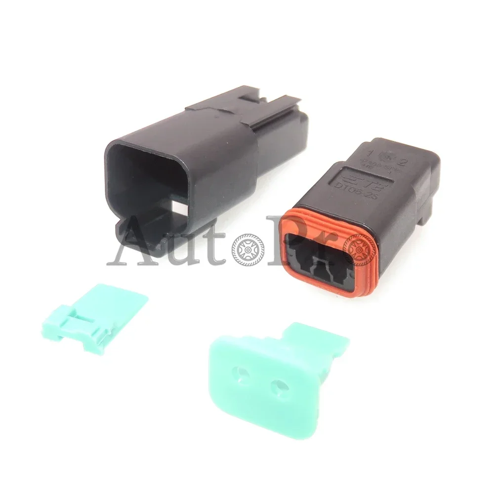 1 Set 2 Hole AC Assembly Car Replacement Connector With Terminal Black Auto Plastic Housing Sealed Socket DT04-2P DT06-2S