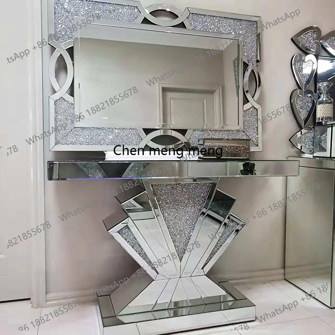 

Luxury Antique Silver Metal Entrance Console Table Home Furniture Living Room Hallway Modern Entry Console Table With Mirror