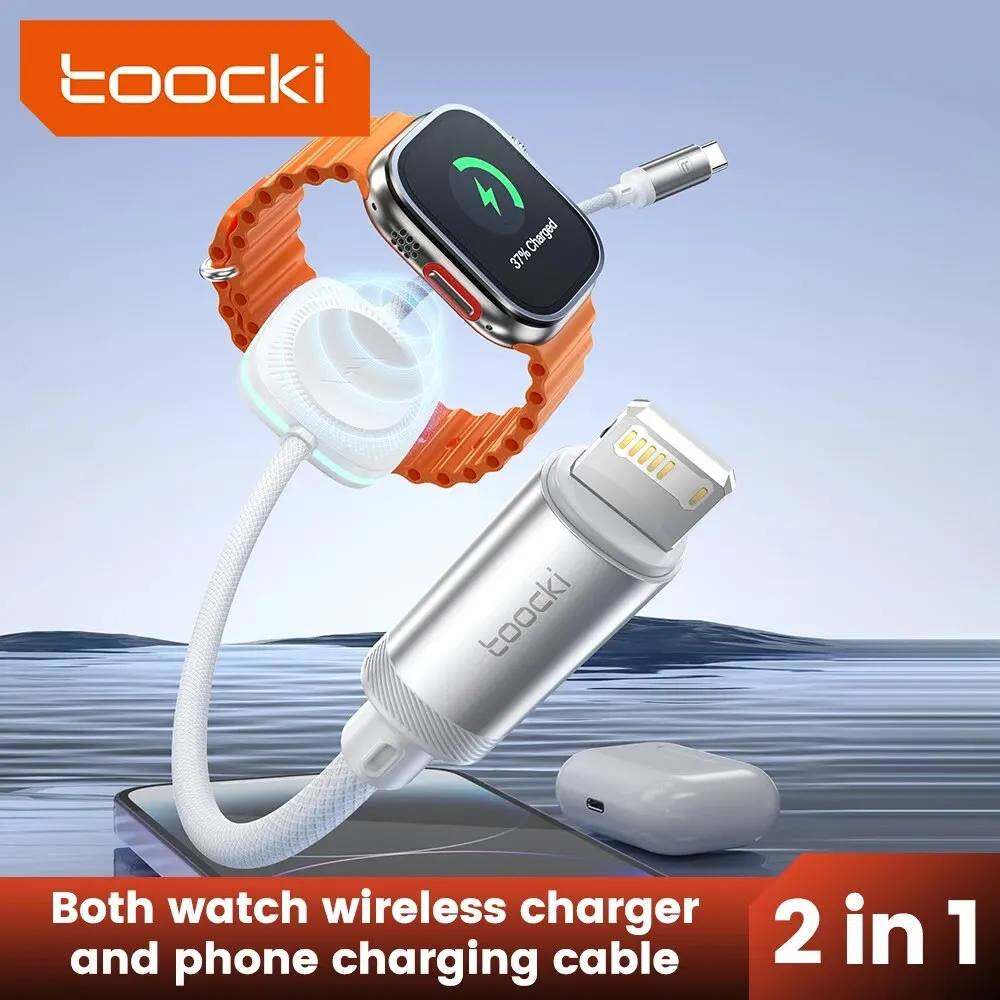 Toocki 2 IN 1 PD 27W Magnetic Wireless Charger Type C Fast Charging Cable 20W For iPhone 14 13 12 Pro Max For IWatch 9 8 7 6 5