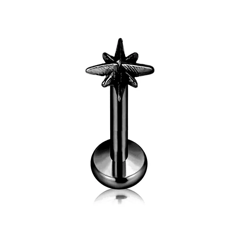 G23 Titanium Star Heart Threadless Labret Stud Earring