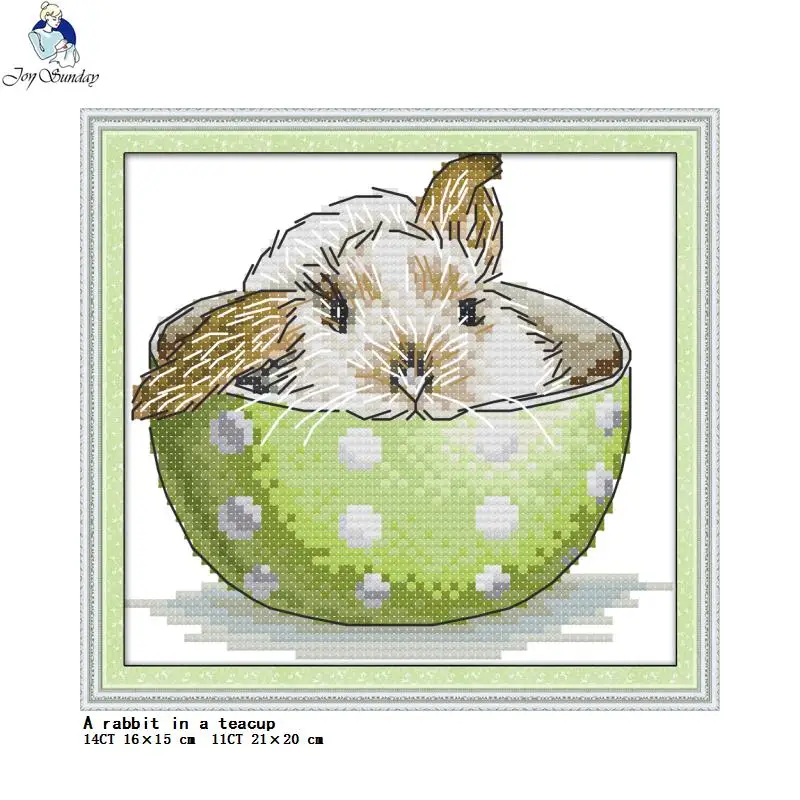 Animali da tè gatti e conigli stampa di cartoni animati punto croce Aida 14CT 11CT tessuto ago filo ricamo Set fai da te Kit artigianale per bambini