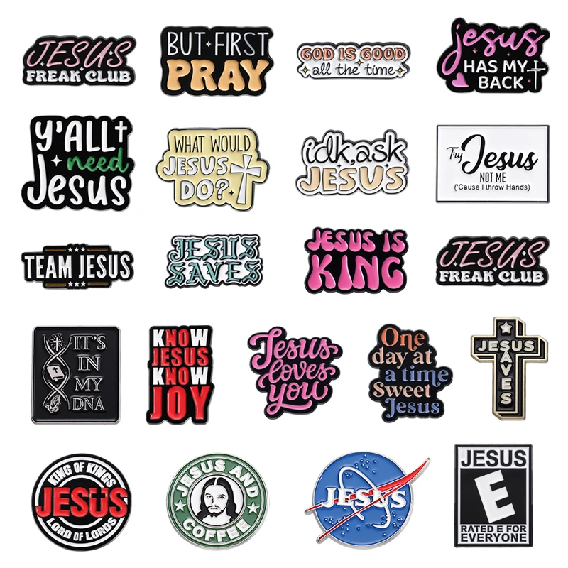 Jesus Freak Club Emalia Pin Jezus ma moje plecy Emblematy Religia Broszki Klapy Odznaka Biżuteria Prezenty dla Chrześcijan