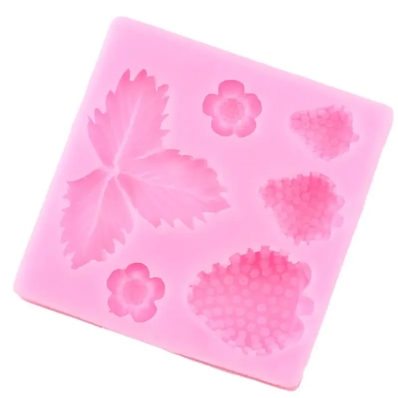 Strawberry Silicone Mold Flower Leaves Cupcake Topper Fondant Cake Decorating Tools Candy Clay Molds Chocolate Gumpaste Mould