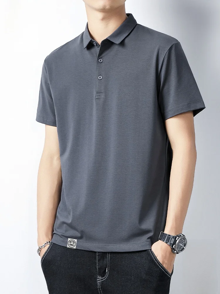 

PaulFrank Summer Ice Silk Thin Modal irt Men's ort Sve Turn-down Collar T-irt Comfortable Loose Fit Casual Wear