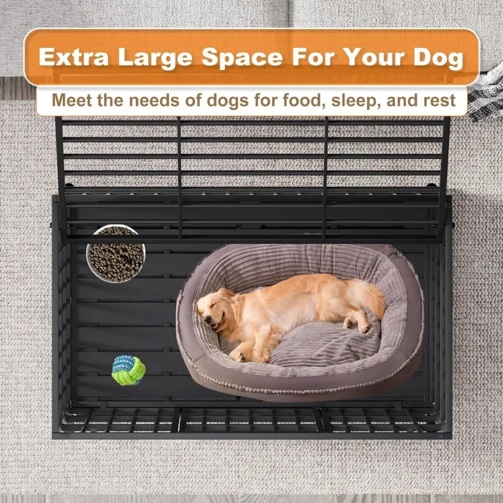 Indestructible Escape-Proof Dog Kennel w/ Locking Latch and Double Door,Extra Large XL XXL Crate Indoor for Large and Medium Dog