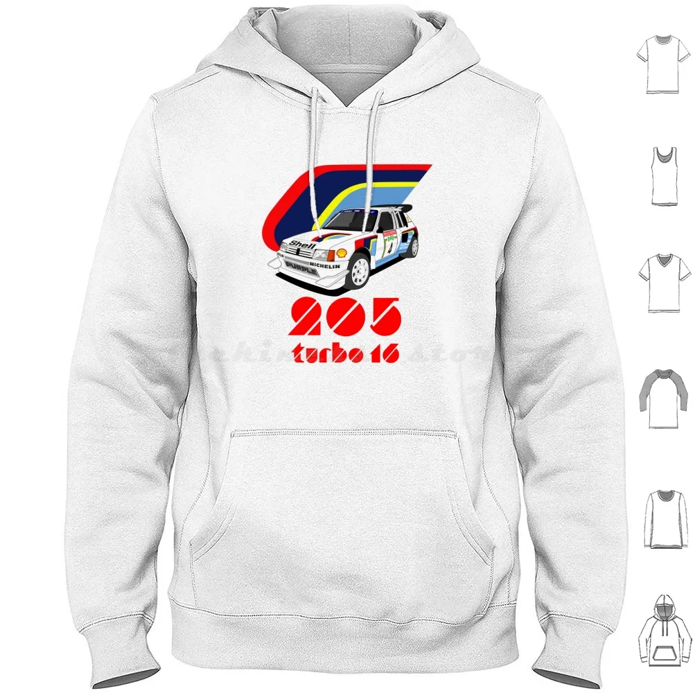 Sudadera con capucha 205 Turbo 16 E2 de algodón de manga larga 205 T16 Turbo16 16 Soupape Valve Wrc Rally World Vatanen Salonen Kankkunen 86 1986