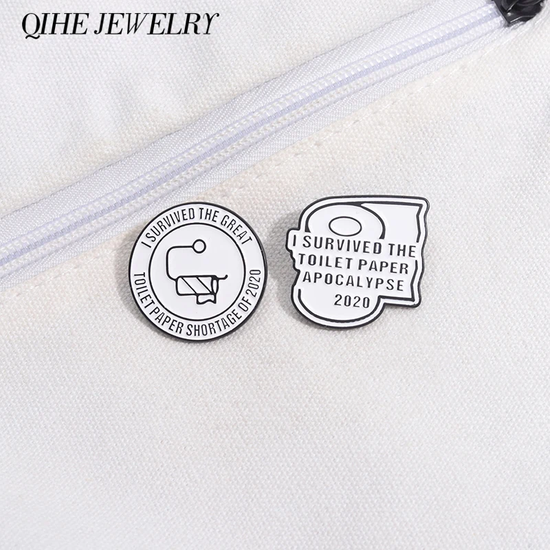 Toilet Paper Apocalypse Crisis Survivor Enamel Pins Custom Funny Quote Brooches Lapel Badge Cartoon Jewelry Gifts For Friends