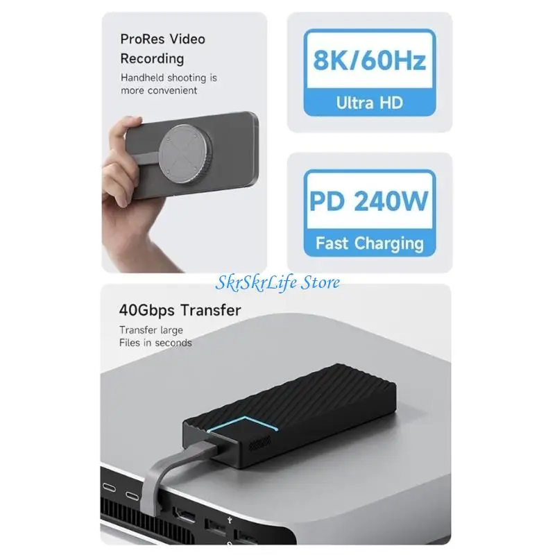 E65E Bendable USB C Cable Seamlessly Fast Charging 40Gbps Data Exchange Daily Activity Perfect for Commuting Travel Use