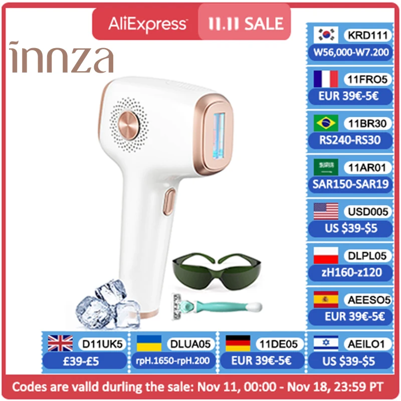 INNZA Hair Removal with Ice Cooling Care Function for Women Permanent,999,999 Flashes Painless IPL Hair Remover Device