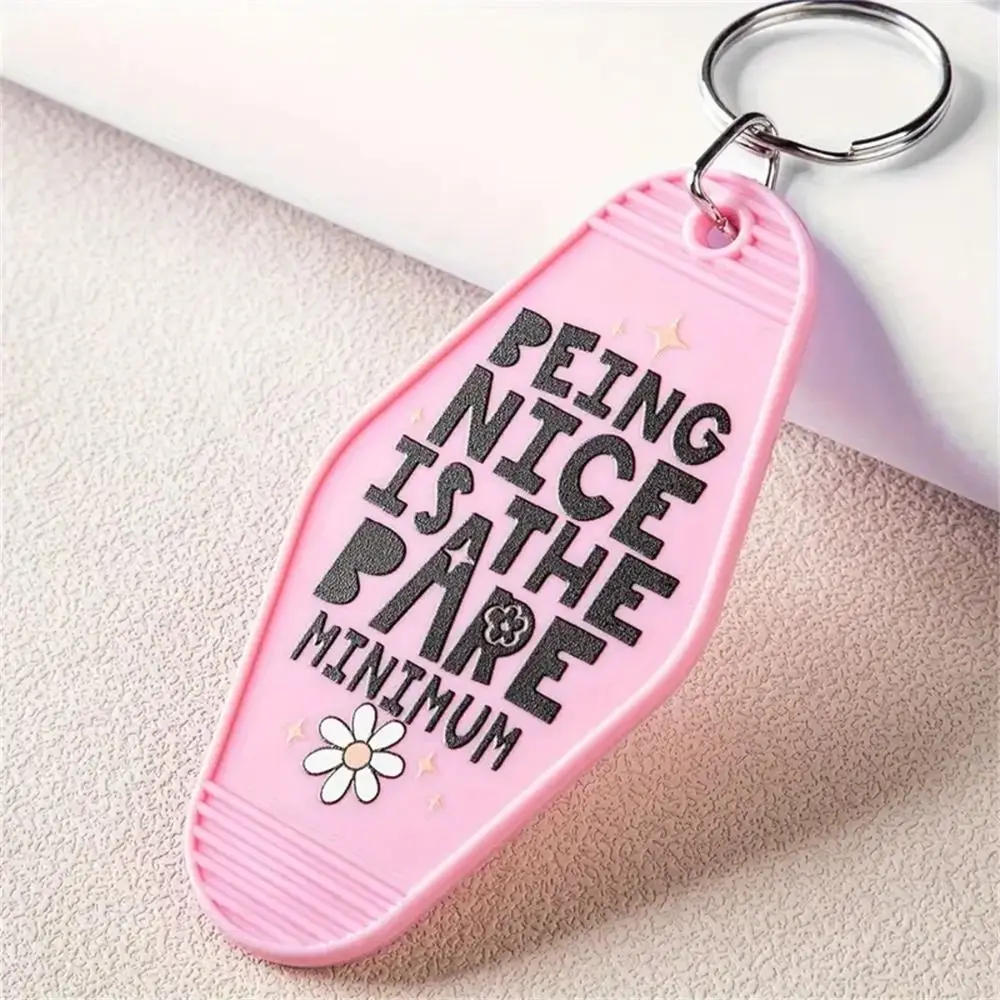 Waterproof ABS Motel Keychain 9*4.5CM Inspirational Words Key Plate Bag Accessories