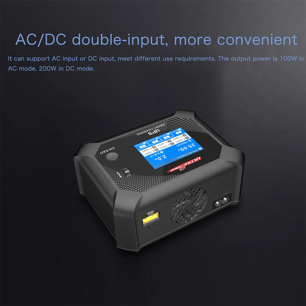 UltraPower UP9 AC 100W DC 200W IPS LCD 4 Channels Smart Blance Charger Discharger for 1-6S LiPo/LiHV/LiIon/LiFe Battery