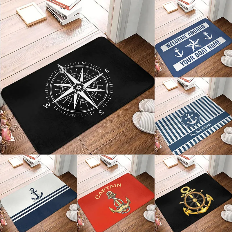 

MINISO Disney Vintage Nautical Compass Boat Anchor Door Mat Kitchen Bedroom Bath Living Room Entrance Carpet Non-Slip Rug Decor
